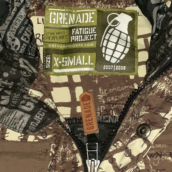 2007 Grenade Fatigue Brand All Over Print Winter Ski Jacket Coat Vintage - Picture 5 of 7